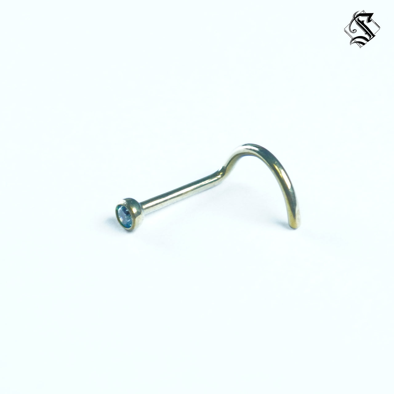 NOSTRIL CLASICO dorado circon AZUL 18G