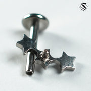 labret de titanio tres estrellas plateado