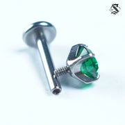 piercing labret titanio circon verde